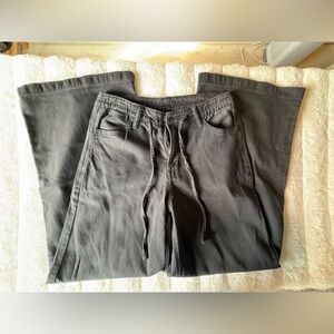 American Eagle stretch drawstring wide leg baggy denim joggers 0